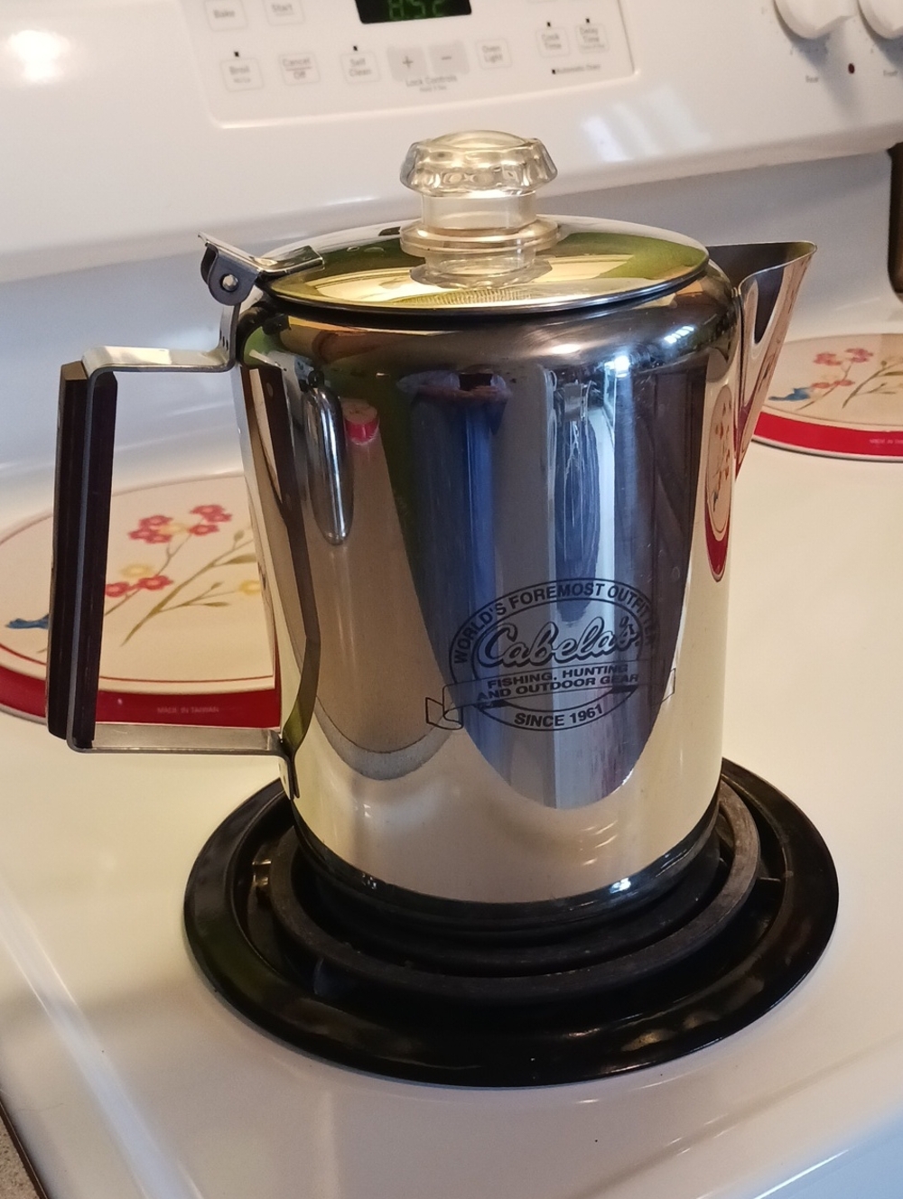 Cabela's~ Silver Stainless Steel Percolator w/wooden handle